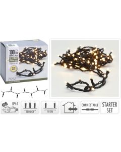 Kit de iniciación para conectar luces de Navidad 100 LED 230 V blanco cálido