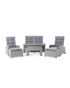 Conjunto de salón con asientos de mimbre "Ludo" - Gris - Pure Garden & Living