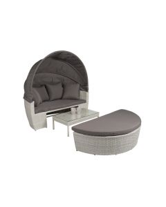 Cama de jardín de mimbre "Santorini" gris - Pure Garden & Living