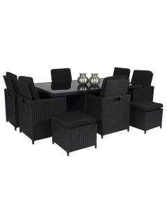 Conjunto de comedor de mimbre "Cube XL" 6 personas negro - Pure Garden & Living