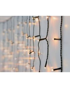Luces de Navidad LED carámbano - 100 LED - blanco cálido - acoplable - cable negro - interior/exterior (IP44)