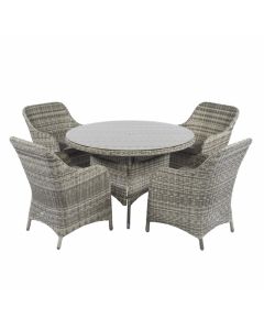 Conjunto de comedor de mimbre "Miami" - Cappucino natural - Pure Garden & Living