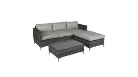 Conjunto de salón con sofá esquinero de mimbre - gris - Pure Garden & Living