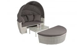 Cama de jardín de mimbre "Santorini" gris - Pure Garden & Living