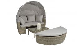 Cama de jardín de mimbre "Santorini" - Naturel topo - Pure Garden & Living