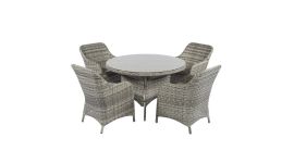 Conjunto de comedor de mimbre "Miami" - Cappucino natural - Pure Garden & Living