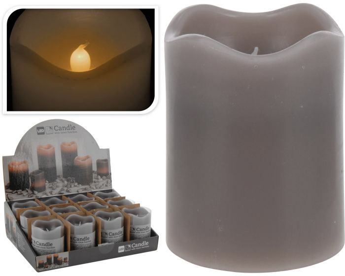 Vela LED con temporizador 7 x 9 cm gris