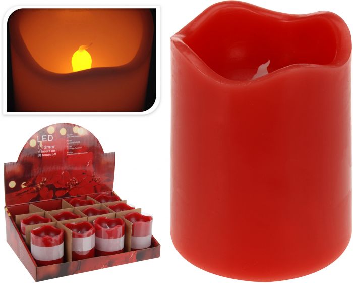 Vela LED con temporizador 7 x 9 cm roja
