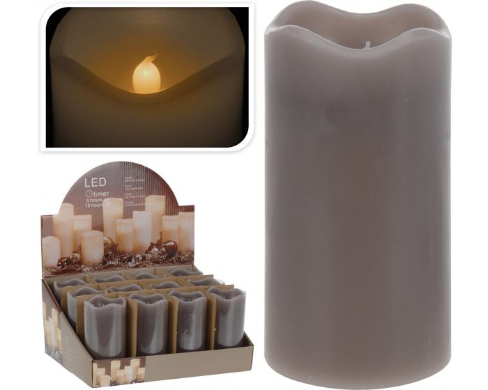 Vela LED con temporizador 7 x 13 cm gris