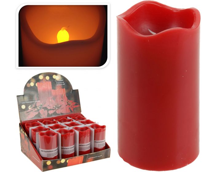 Vela LED con temporizador 7 x 13 cm roja